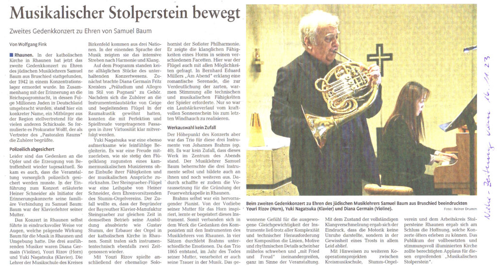 Bericht der Nahe-Zeitung vom 16.11.2023