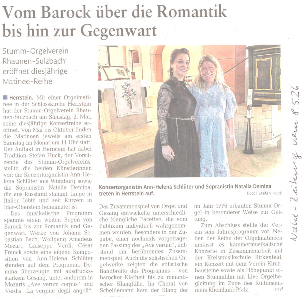 Bericht Nahe-Zeitung vom 8.5.26