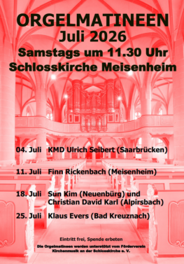 Orgelsommer 2026 an der Stumm-Orgel in Meisenheim